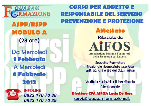 Corso Responsabile Servizio di Prevenzione e Protezione (Modulo A) Corso ASPP RSPP Santa Maria Capua Vetere