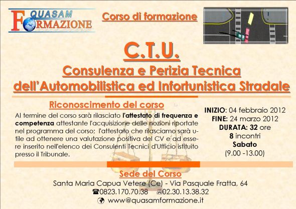 Corso CTU Corso consulenza e perizia tecnica dell'automobilistica e infortunistica stradale