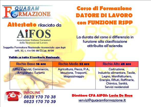 Corso Datore Lavoro RSPP Corsi di Formazione Datore di Lavoro RSPP