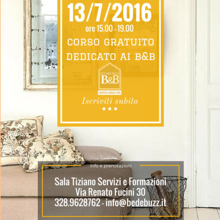 Corso gratuito gestione bed and breakfast Roma 2016