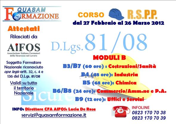 Corso RSSP Modulo B Corso RSSP Modulo B Santa Maria Capua Vetere (Caserta)
