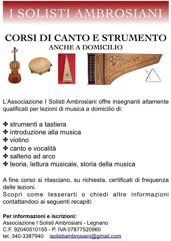 Corsi Musica Canto Legnano (Milano) - Associazione I Solisti Ambrosiani
