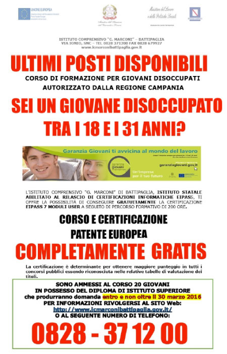 Corso Certificazione Eipass 7 Moduli Battipaglia Salerno 2016