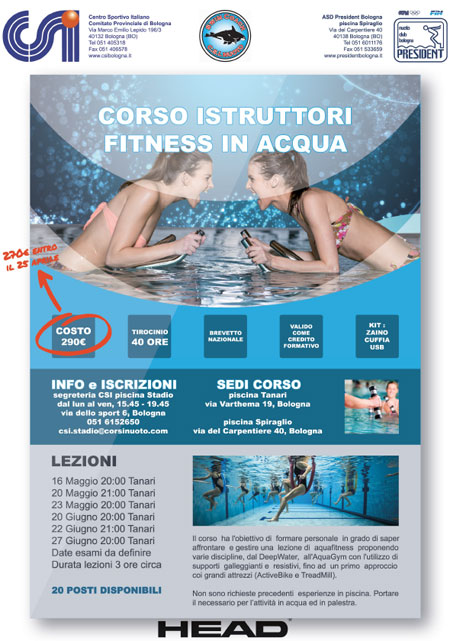 Corso istruttori fitness in acqua Bologna 2016