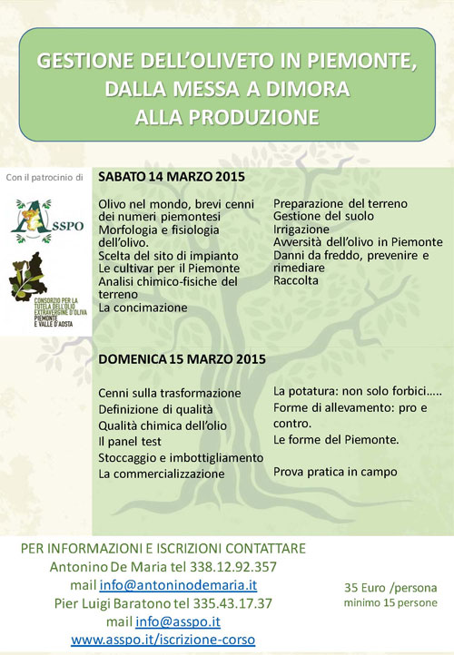 Corso gestione potatura oliveto Torino