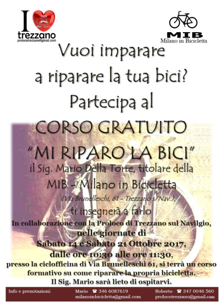 Corso Riparazione Bici Trezzano sul Naviglio (Milano) 2017