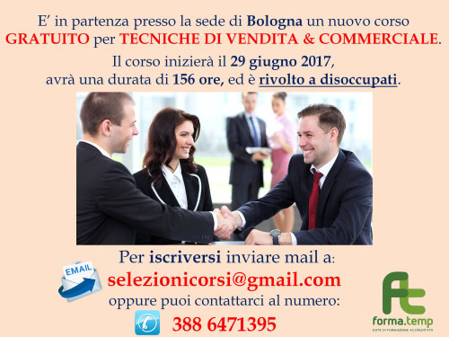 Corso Tecniche di vendita e commerciale Bologna 2017