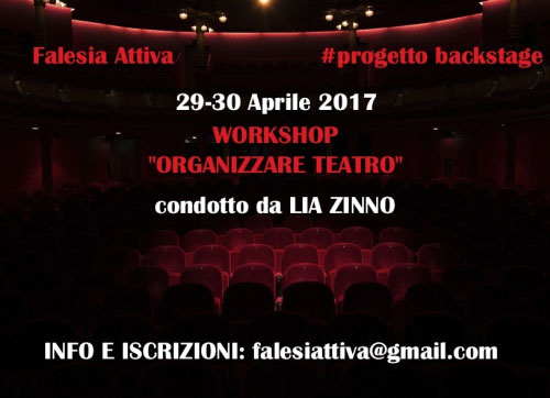 Workshop Organizzare Teatro Roma 29-30 aprile 2017